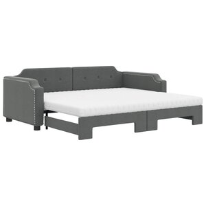 vidaXL Lit de jour avec gigogne et matelas gris foncé 80x200 cm tissu
