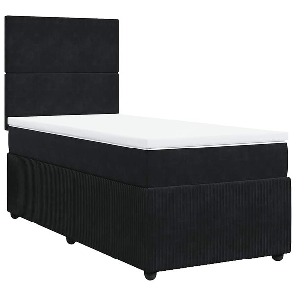 vidaXL Sommier à lattes de lit avec matelas Noir 100x200 cm Velours