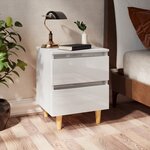vidaXL Tables de chevet pieds en pin 2 Pièces blanc brillant 40x35x50 cm
