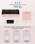 Banc de rangement pouf pliable 38 x 76 x 38 cm bout de lit repose-pieds coffre de rangement charge jusqu'à 300 kg pour salon chambre entrée rose 12_0004169