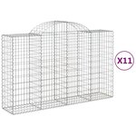 vidaXL Paniers à gabions arqués 11 Pièces 200x50x120/140 cm Fer galvanisé