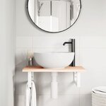 vidaXL Étagère de vasque murale acier et bois de chêne massif