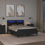 vidaXL Cadre de lit avec bandes LED Noir 160 x 200 cm Simili cuir