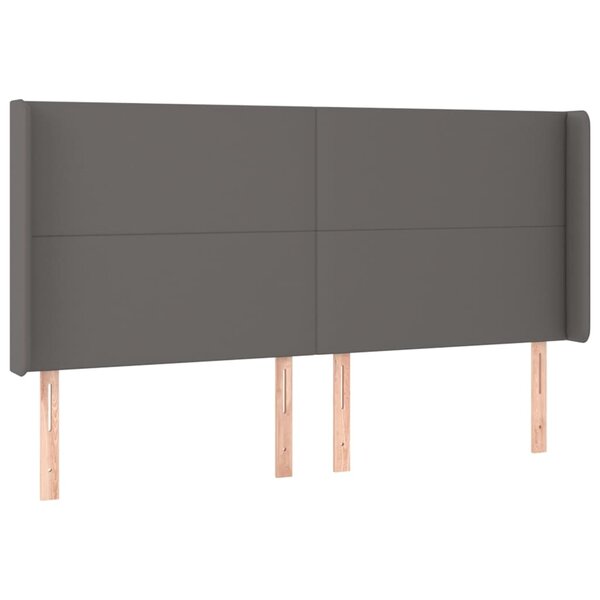 vidaXL Tête de lit avec oreilles Gris 203x16x118/128 cm Similicuir
