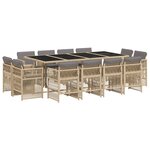 vidaXL Ensemble à manger de jardin coussins 13 Pièces mélange beige rotin