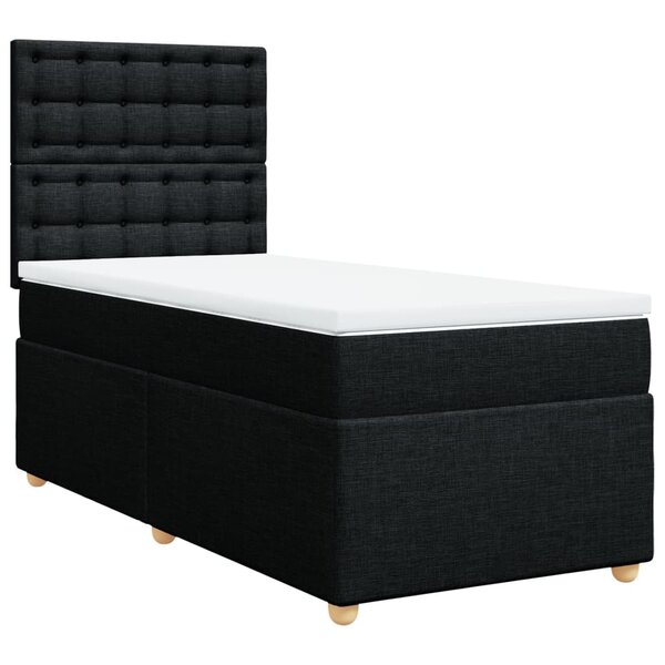 vidaXL Sommier à lattes de lit avec matelas Noir 90x200 cm Tissu