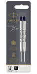 PARKER recharge bille Quinkflow  pointe moyenne  noire  blister X 2
