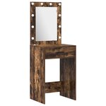 Ensemble de coiffeuse 3 pièces avec LED en chêne fumé en bois d'ingénierie