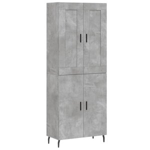 vidaXL Buffet haut Gris béton 69 5x34x180 cm Bois d'ingénierie