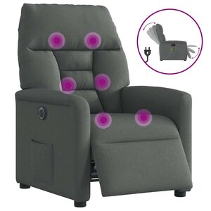 vidaXL Fauteuil inclinable de massage électrique gris foncé tissu