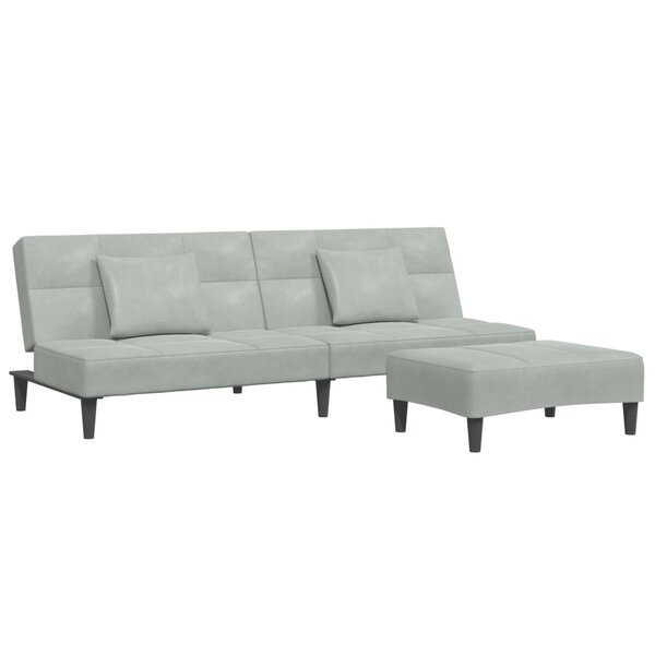 vidaXL Canapé-lit à 2 places avec repose-pied gris clair velours