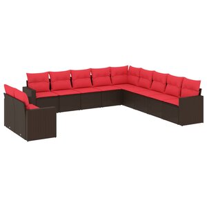 vidaXL Salon de jardin et coussins 11 Pièces marron résine tressée