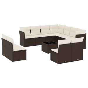 vidaXL Salon de jardin avec coussins 12 Pièces marron résine tressée