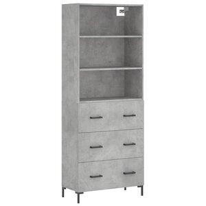 vidaXL Buffet haut Gris béton 69 5x34x180 cm Bois d'ingénierie