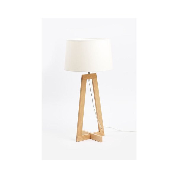Lampe de bureau LED Sacha, Puissance 40W, Culot E27, pied bois, abat-jour ivoire