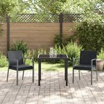 vidaXL Ensemble de 3 pièces de salle à manger de jardin avec coussins en rotin poly noir