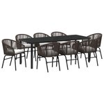 vidaXL Ensemble de salle à manger de jardin de 9 pièces Marron Poly Rattan