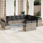 vidaXL Salon de jardin avec coussins 13 Pièces gris clair résine tressée