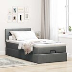 vidaXL Cadre de lit ottoman avec matelas gris foncé 90x190 cm tissu
