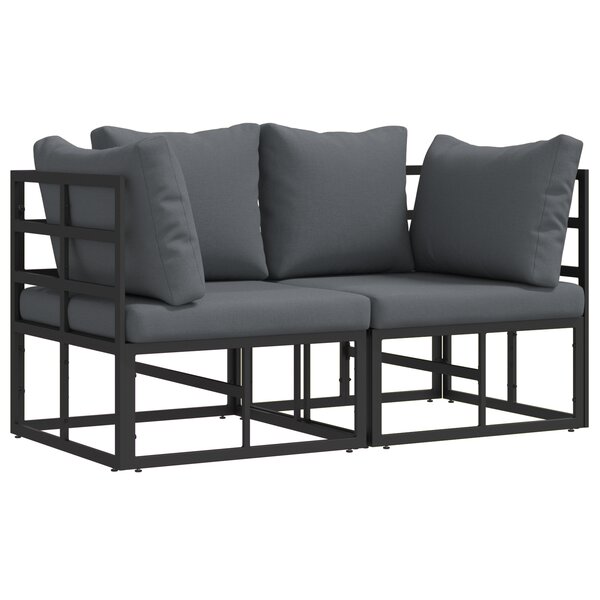 vidaXL Mobilier de jardin avec coussin 2 Pièces Noir Aluminium