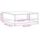 vidaXL Table basse chêne fumé 100x100x30 cm bois d'ingénierie et métal