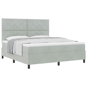 vidaXL Lit à ressorts avec matelas Gris clair 180 x 200 cm tissu