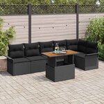 vidaXL Ensemble de canapé de jardin 7 Pièces Noir 100 x 55 x 73 cm