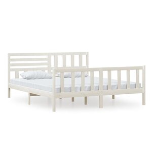 vidaXL Cadre de lit sans matelas blanc bois massif