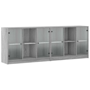 vidaXL Bibliothèque avec portes sonoma gris 204x37x75 cm