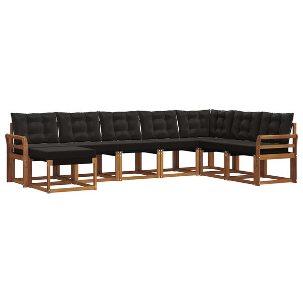 vidaXL Ensemble de canapés d'extérieur 8 Pièces Naturel et Noir
