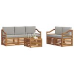 vidaXL Ensemble de canapés d'extérieur 6 pc Naturel et gris clair