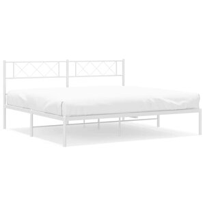 vidaXL Cadre de lit métal sans matelas et tête de lit blanc 193x203 cm