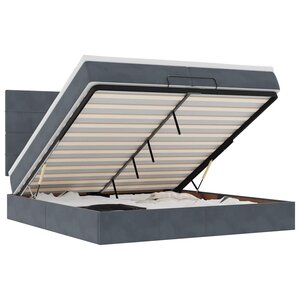 vidaXL Cadre de lit ottoman avec matelas gris foncé 200x200 cm velours