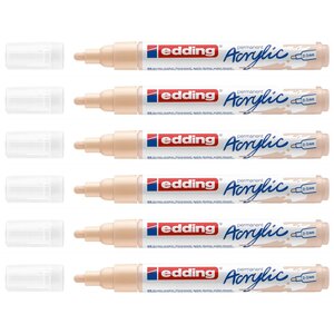 Marqueur Acrylique 5100 Beige chaud Pointe Moyenne 2-3 mm x 6 EDDING