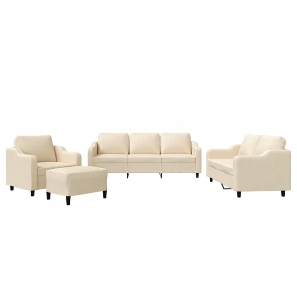 vidaXL Ensemble de canapés 4 Pièces avec coussins Crème Tissu