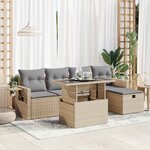 vidaXL Salon de jardin avec coussins 6 Pièces beige résine tressée