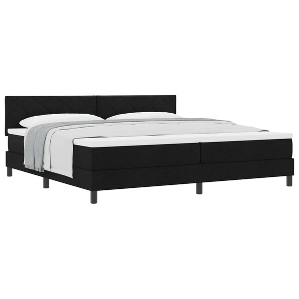 vidaXL Lit à ressorts avec tête de lit Noir 200 x 200 cm tissu