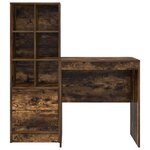 vidaXL Bureau avec tiroir avec étagère avec stockage 2 Pièces Chêne fumé