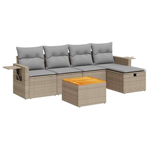 vidaXL Salon de jardin avec coussins 6 Pièces beige résine tressée