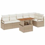 vidaXL Ensemble de salle à manger pour jardin 7 Pièces Beige  Crème