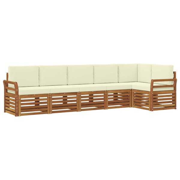 vidaXL Ensemble de canapés d'extérieur 6 pc Naturel et Crème Polyester