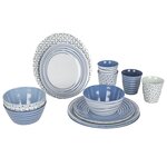 Bo-Camp Vaisselle 16 Pièces Mix & Match Mélamine Bleu