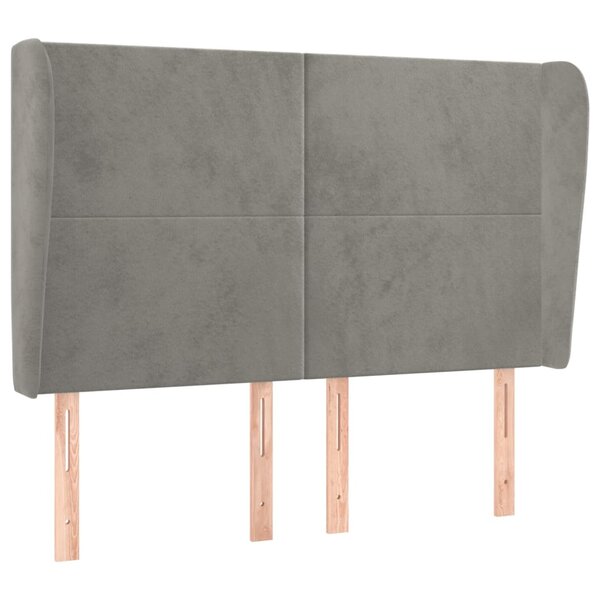 vidaXL Tête de lit avec oreilles Gris clair 147x23x118/128 cm Velours