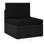 vidaXL Salon de jardin 6 Pièces avec coussins Noir Résine tressée