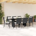 vidaXL Ensemble à manger de jardin 9Pièces coussins noir résine tressée