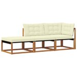 vidaXL 3 pc Unités de sofa sectionnel d'extérieur Bois d'Acacia Massif