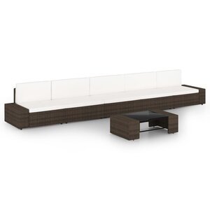 vidaXL Salon de jardin 6 Pièces avec coussins Marron Résine tressée