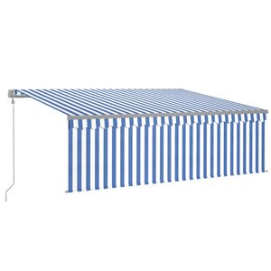 vidaXL Auvent automatique rétractable avec store 4 5x3 m Bleu et blanc