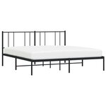 vidaXL Cadre de lit métal sans matelas avec tête de lit noir 200x200cm