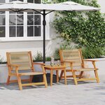 vidaXL Chaises de Jardin 2 Pièces Beige 67x77x73 cm Bois Massif d'Acacia